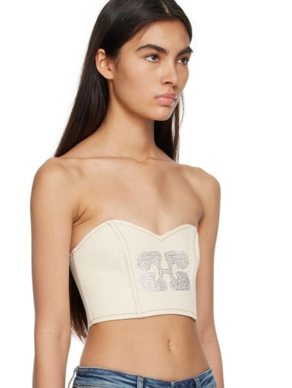 Ganni Vanilla Ice Denim Bustier Size L